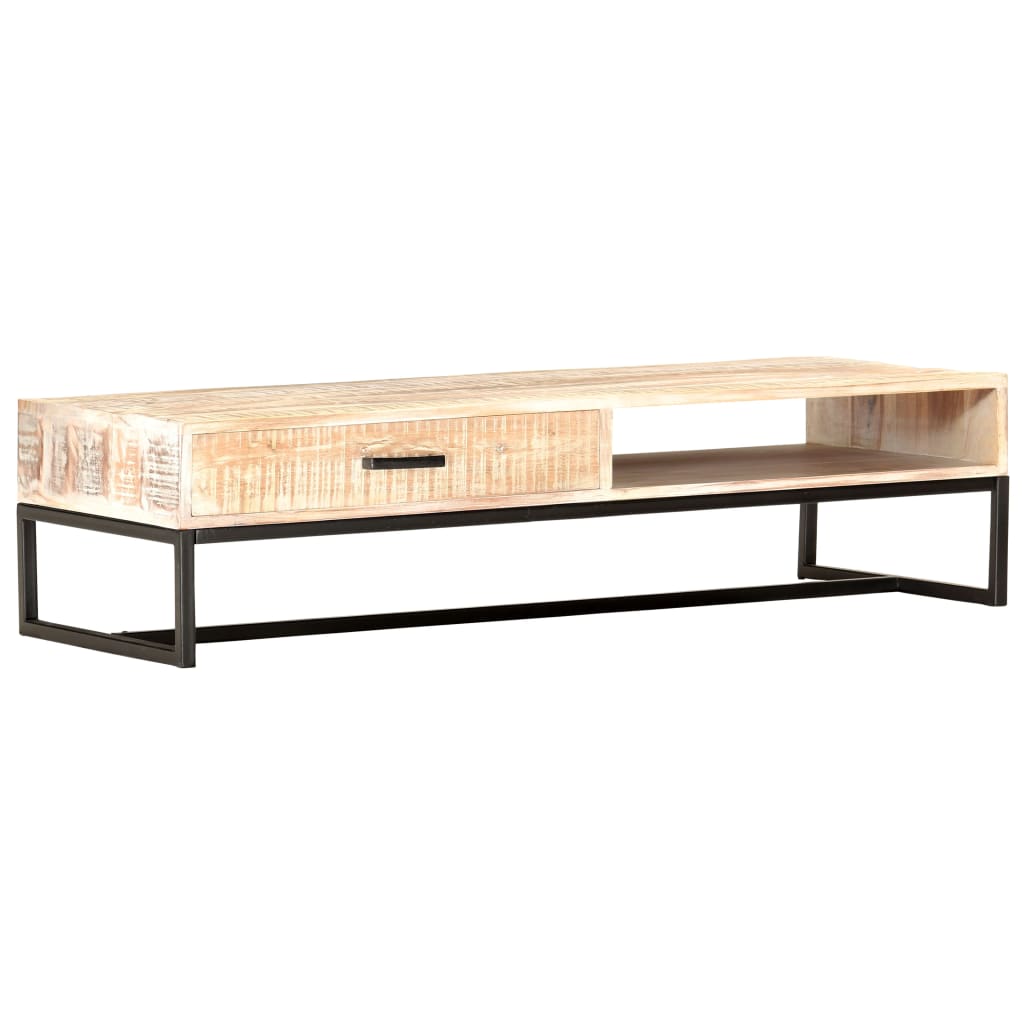 Salongbord hvit 117x50x30 cm heltre akasie