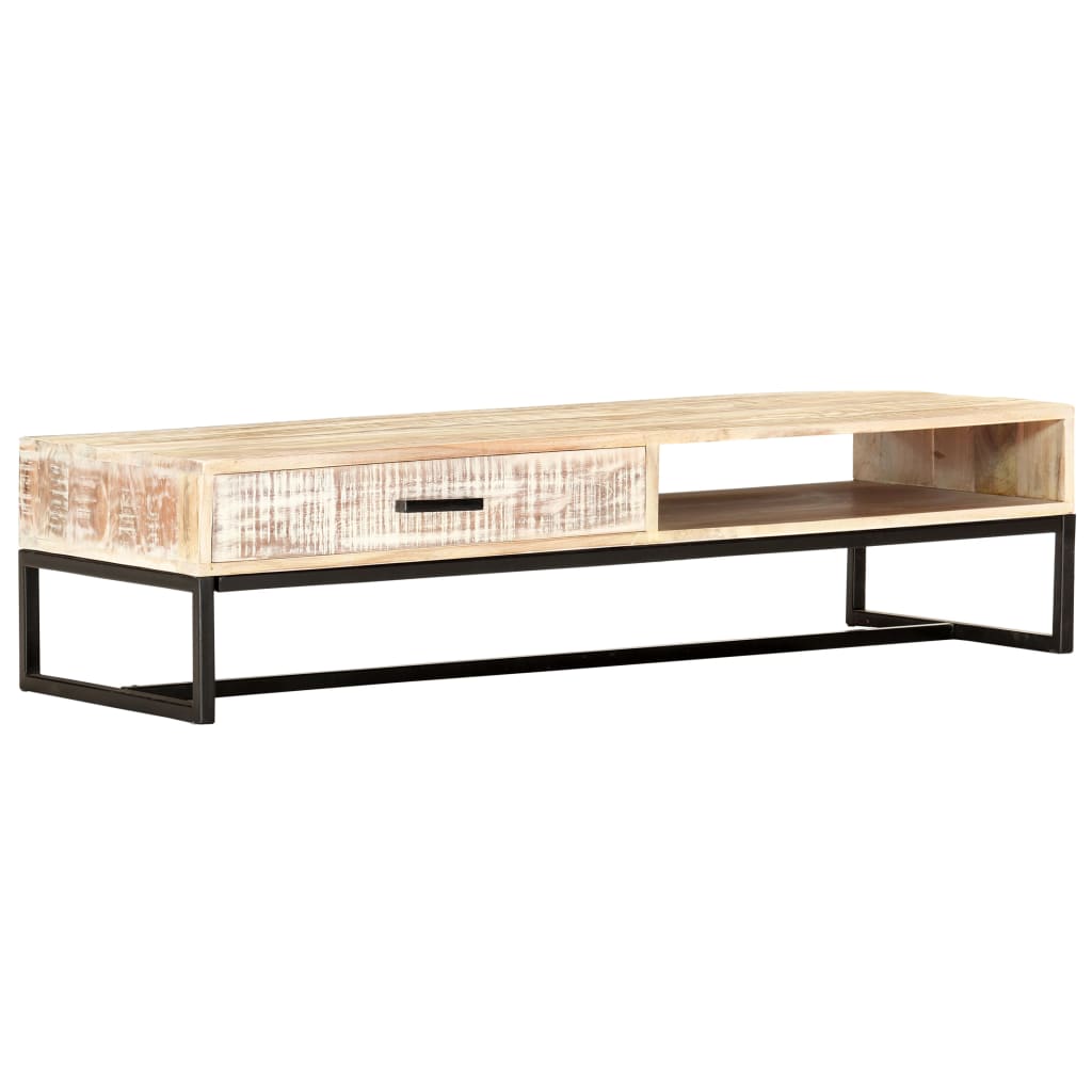Salongbord hvit 117x50x30 cm heltre akasie