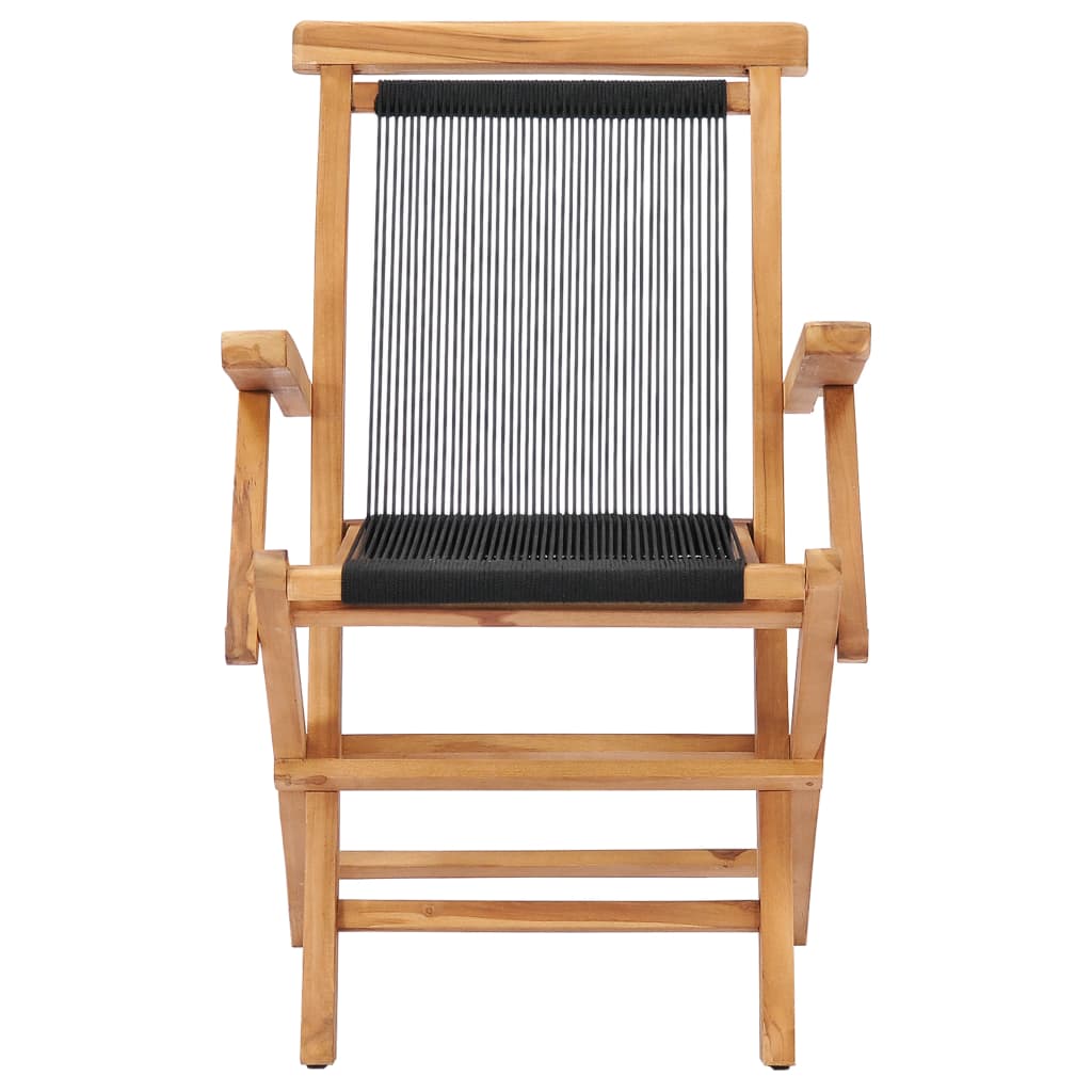 Klappstoler 2 stk heltre teak og tau