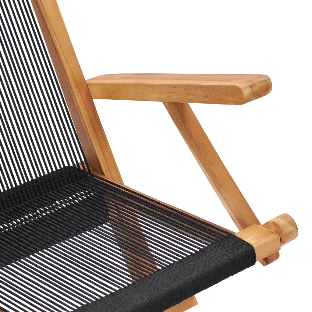 Klappstoler 2 stk heltre teak og tau