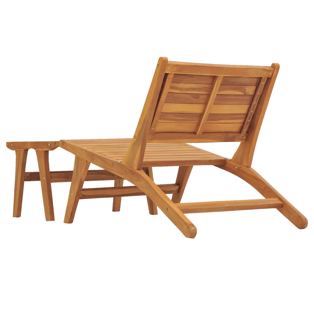 Hagestol med fotstøtte i heltre teak
