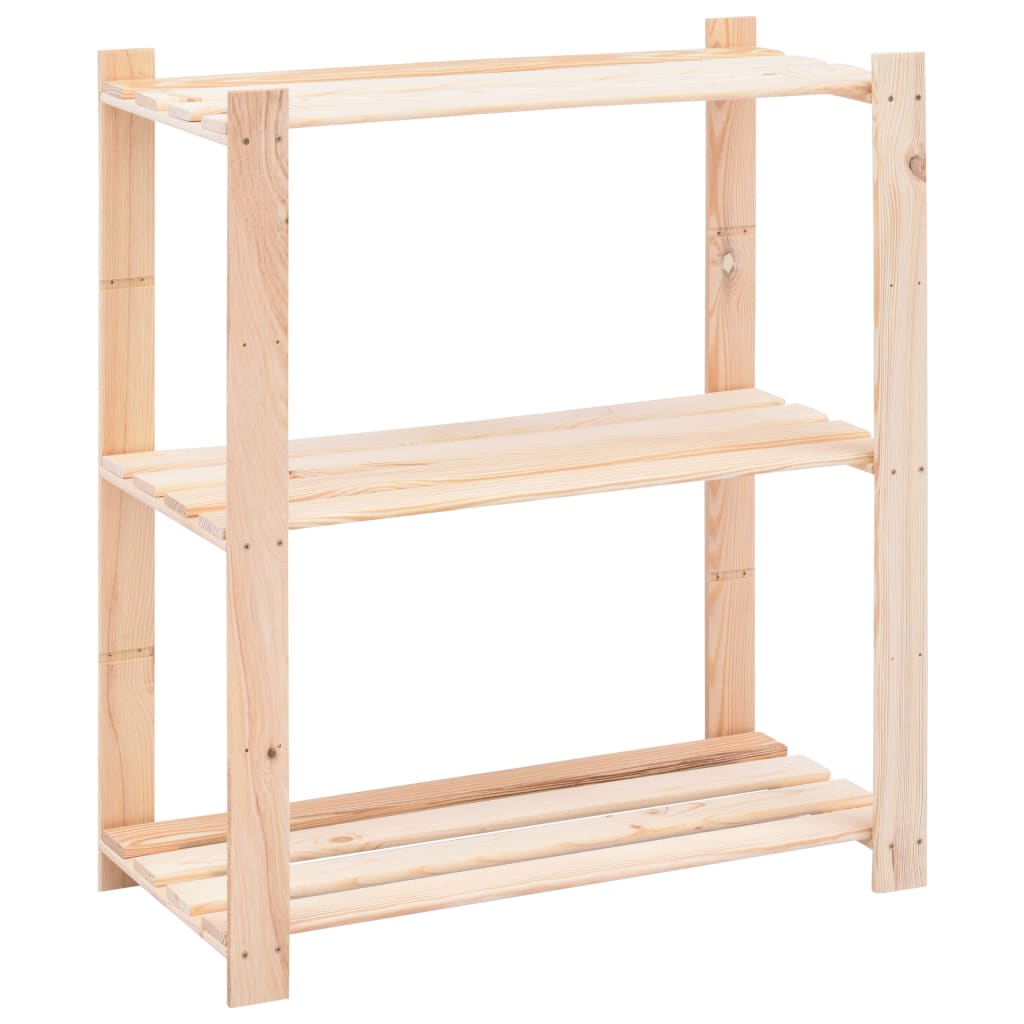 Lagringshyller 3 etasjer 3 stk 80x38x90cm heltre furu 150kg
