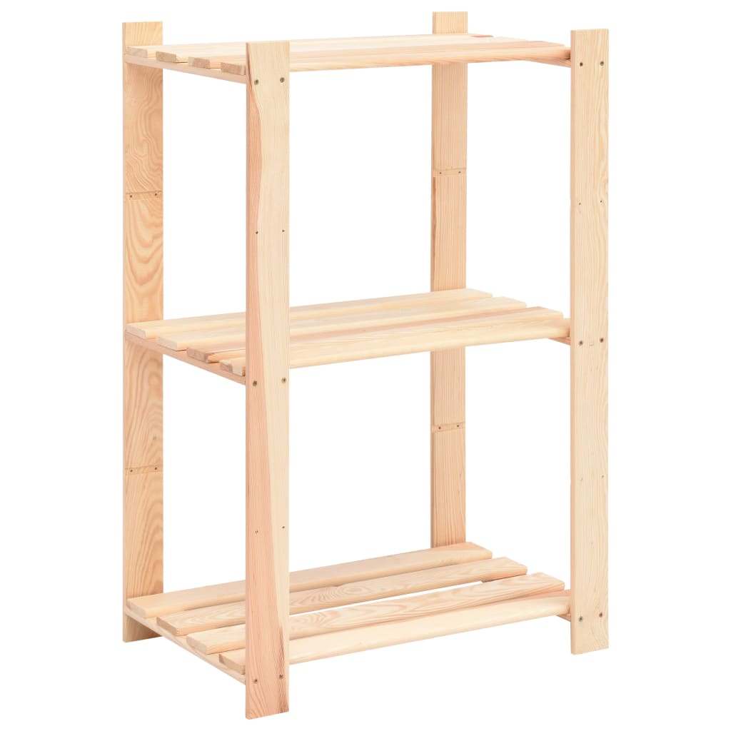 Lagringshyller 3 etasjer 10stk 60x38x90cm heltre furu 150kg