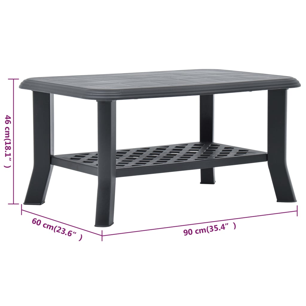 Salongbord antrasitt 90x60x46 cm plast