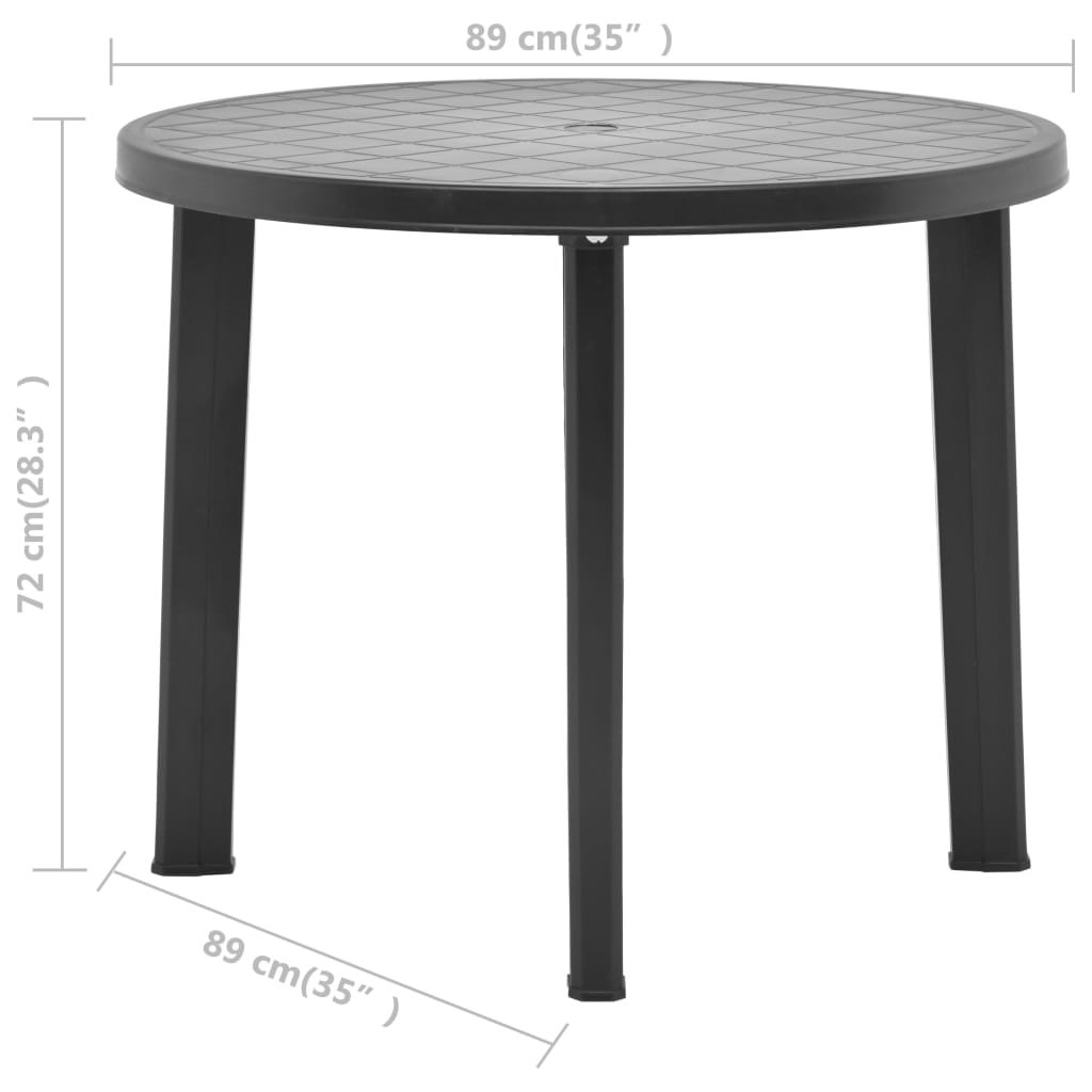 Hagebord antrasitt 89 cm plast