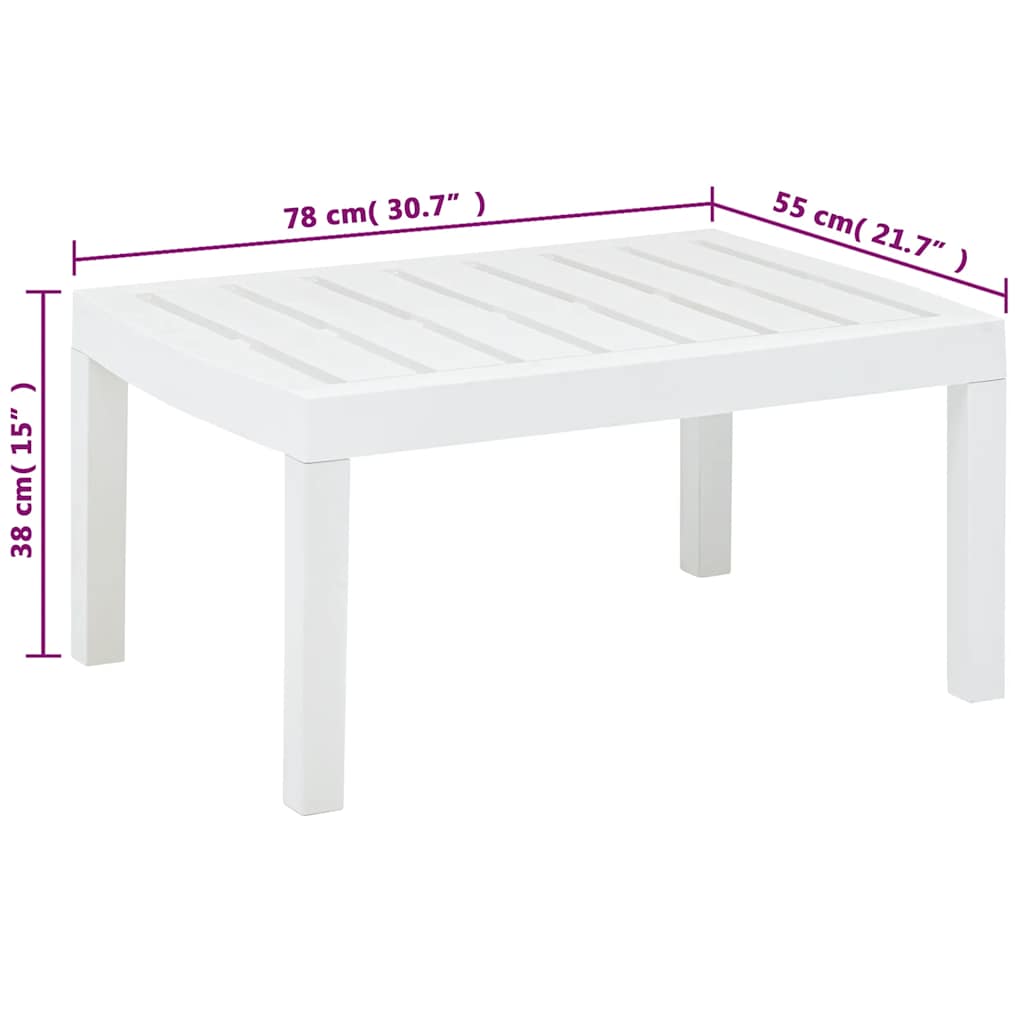 Hagebord hvit 78x55x38 cm plast