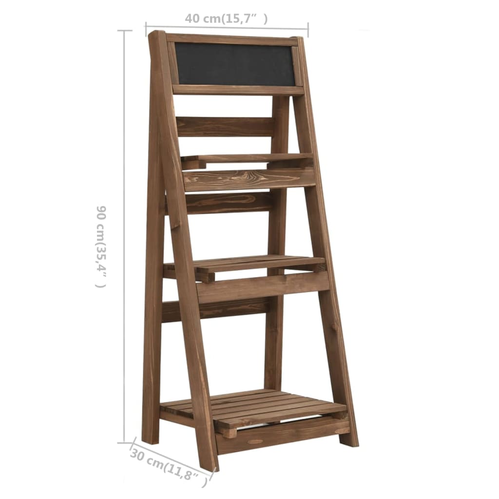 Blomsterstativ 3 etasjer med tavle 40x30x90 cm heltre gran
