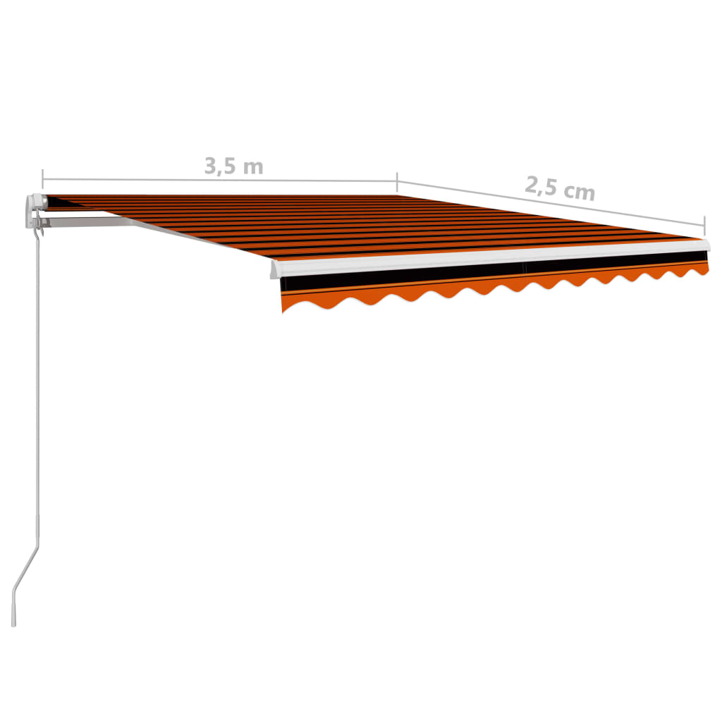 Manuell uttrekkbar markise 350x250 cm oransje og brun