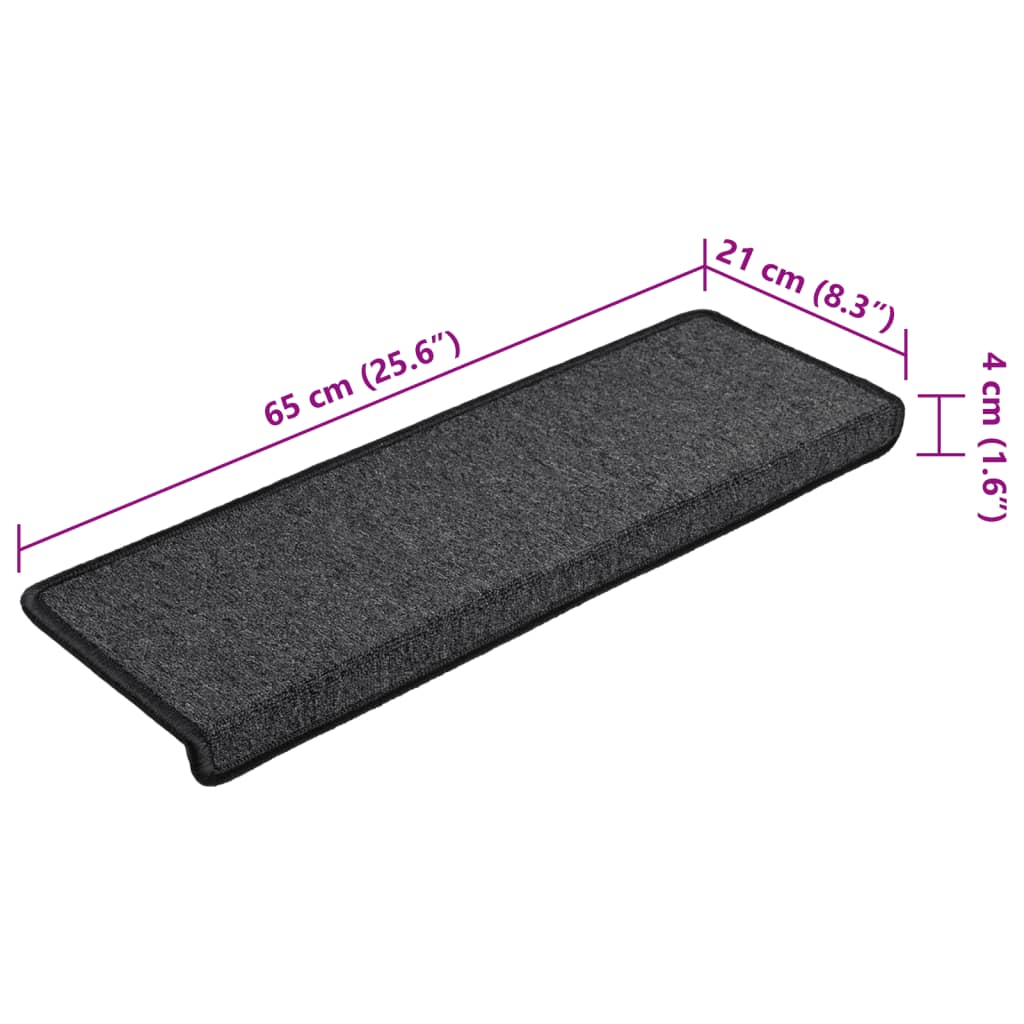 Trappematter 15 stk 65x21x4 cm antrasitt rektangulær kant