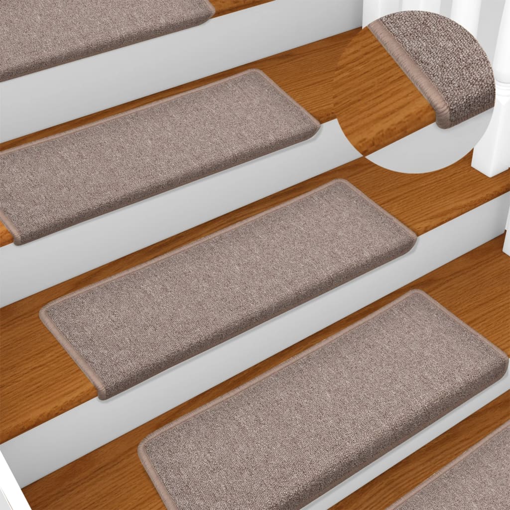 Trappematter 15 stk 65x21x4 cm lysebrune rektangulære kanter vidaXL