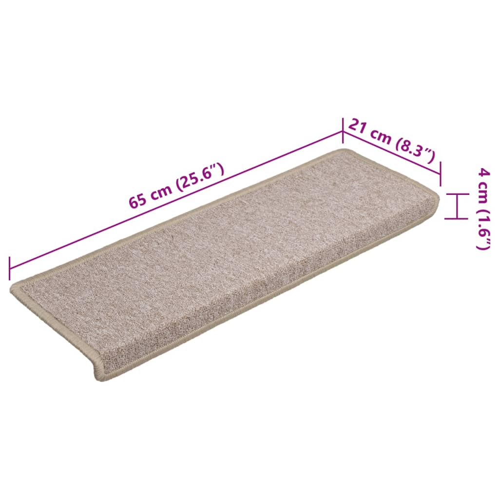 Trappematter 15 stk 65x21x4 cm gråbrun rektangulær kant
