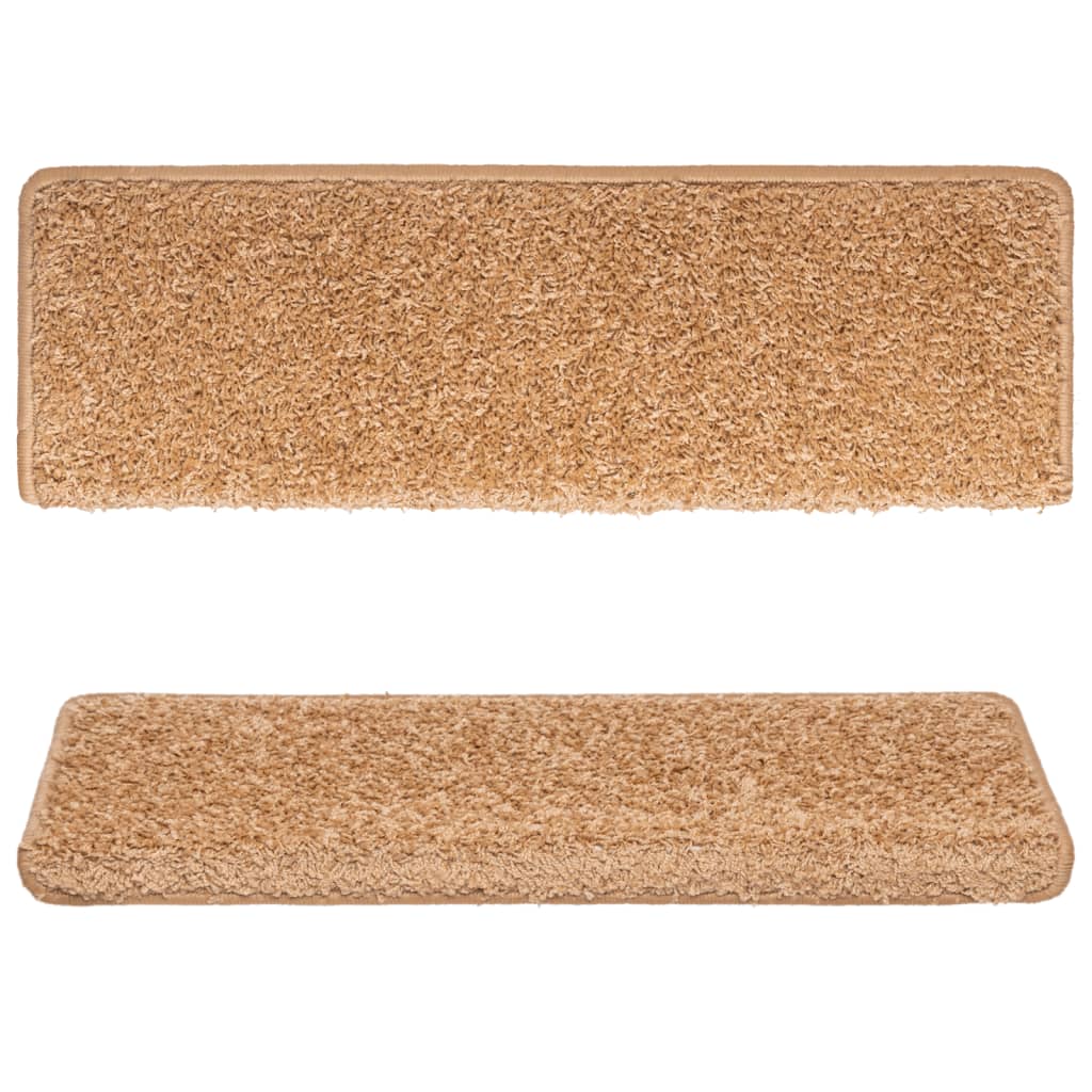 Trappematter 15 stk 65x21x4 cm beige rektangulær kant