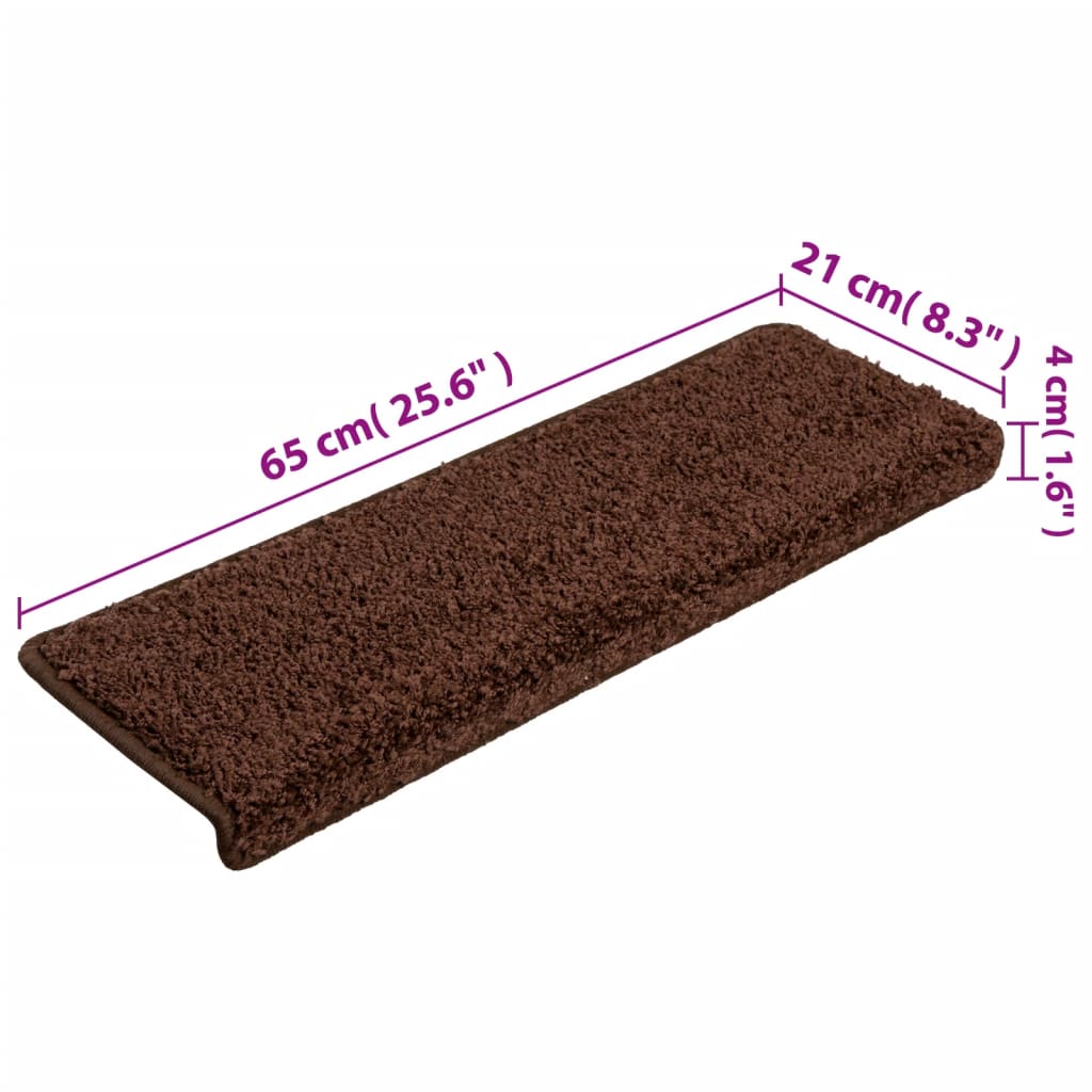 Trappematter 15 stk 65x21x4 cm brun rektangulær kant
