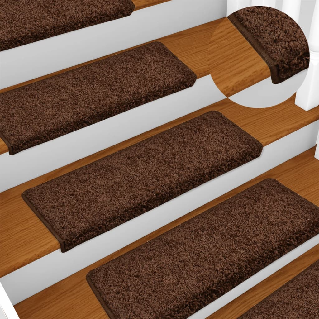 Trappematter 15 stk 65x21x4 cm brun rektangulær kant