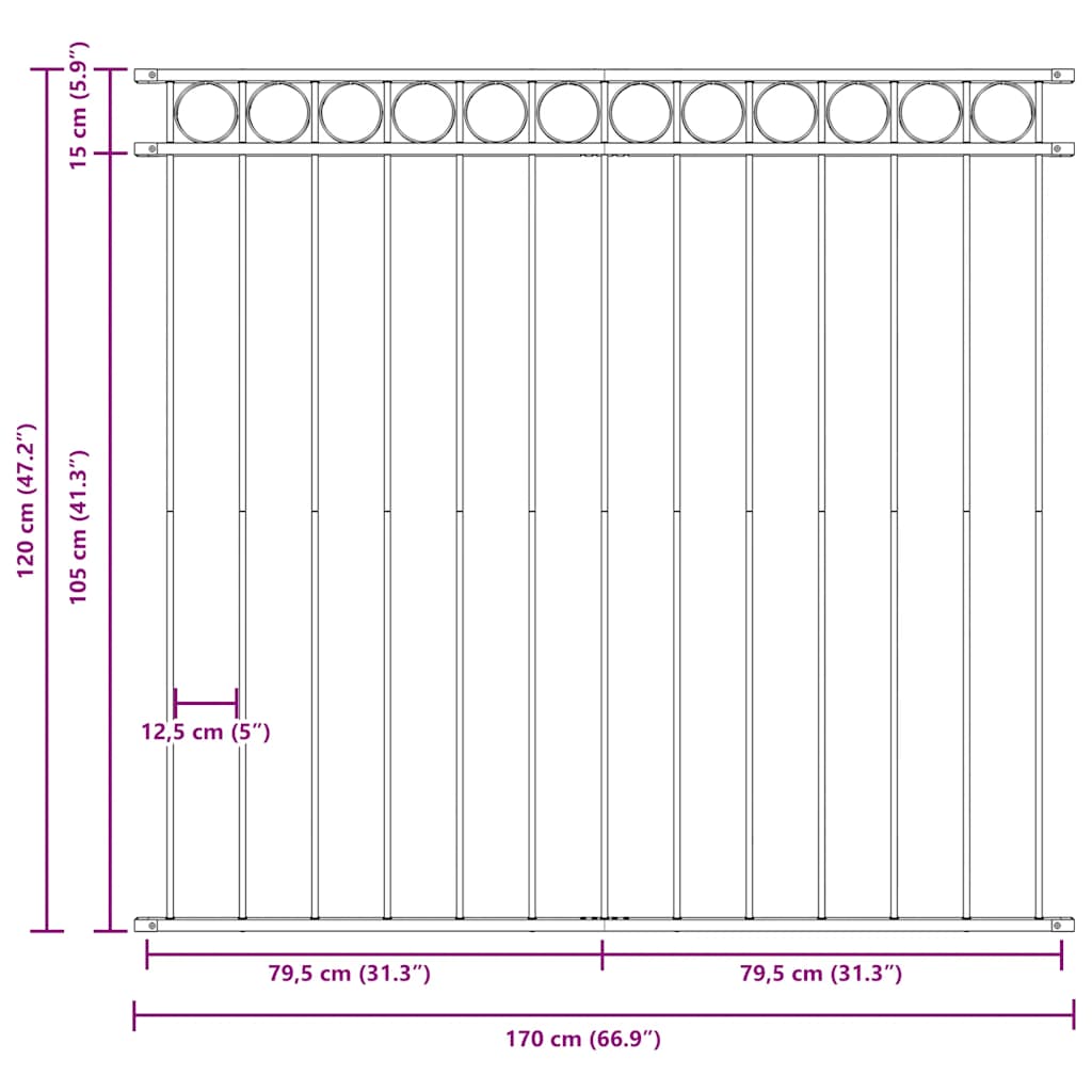Gjerdepanel ASSEN stål 1,7x1,2 m svart