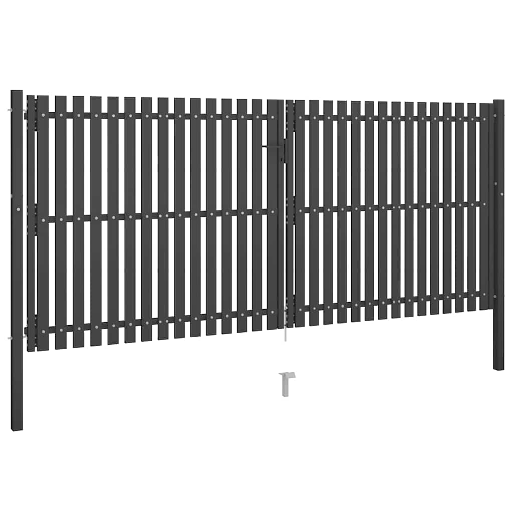 Hagegjerdeport stål 400x150 cm antrasitt
