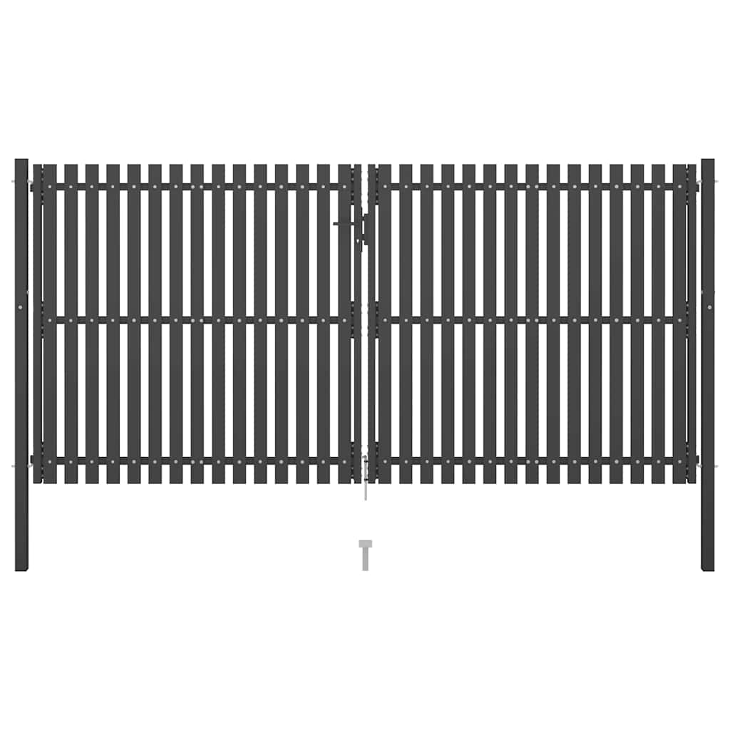 Hagegjerdeport stål 400x175 cm antrasitt