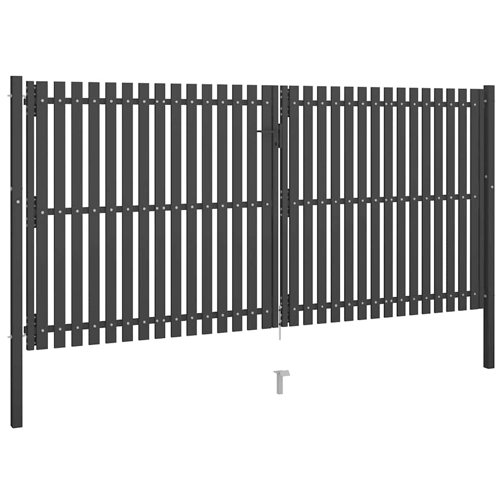 Hagegjerdeport stål 400x175 cm antrasitt