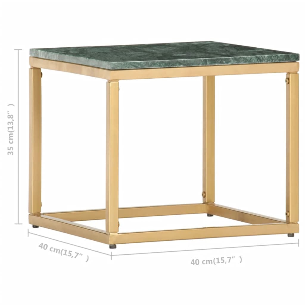 Salongbord grønn 40x40x35 cm ekte stein med marmorstruktur