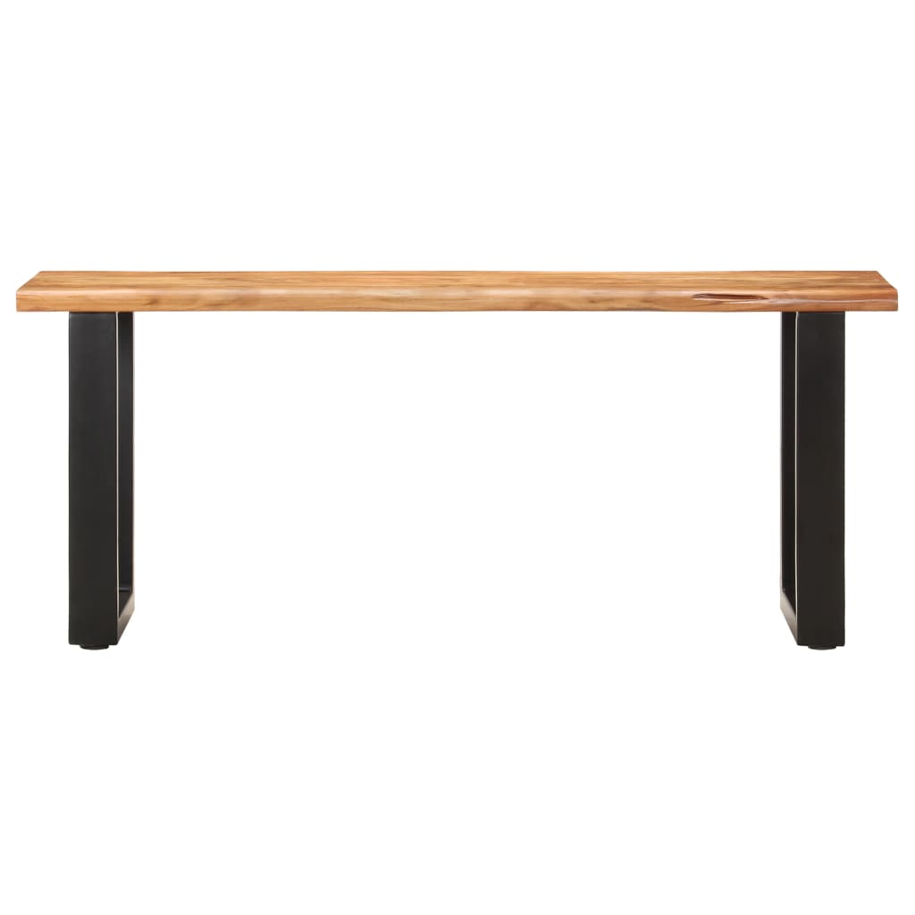 Benk med naturlig kant 110 cm heltre akasie og stål