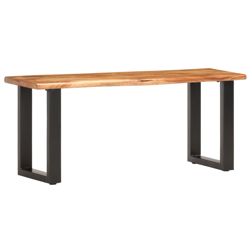 Benk med naturlig kant 110 cm heltre akasie og stål