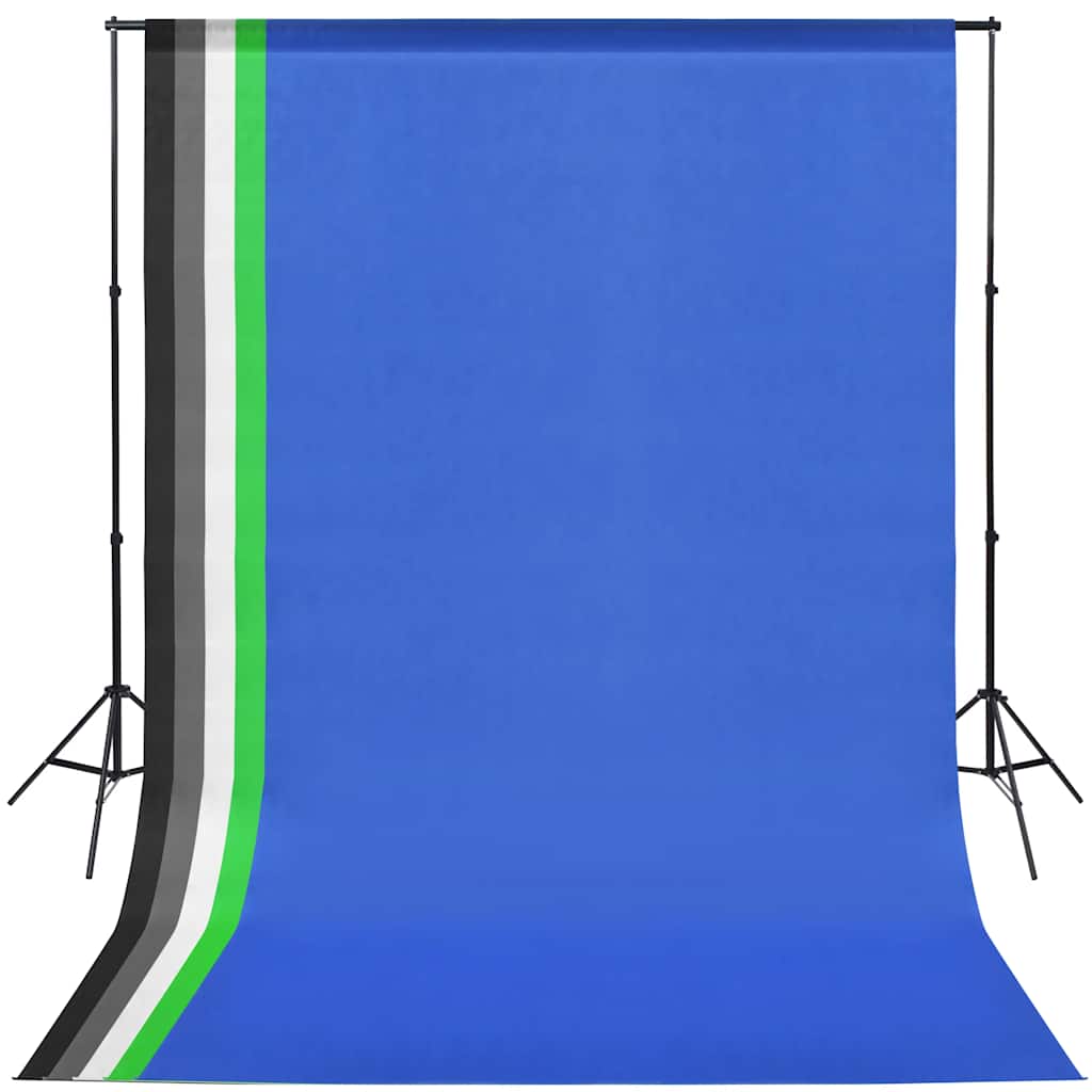Fotostudiosett med bakgrunner, lamper og parasoller