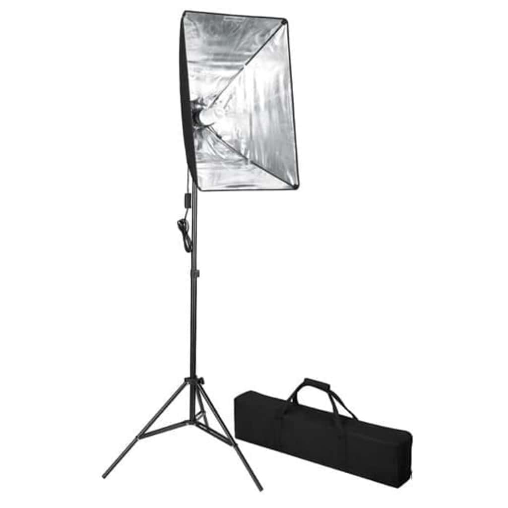 Fotostudiosett med bakgrunner og softbokslys
