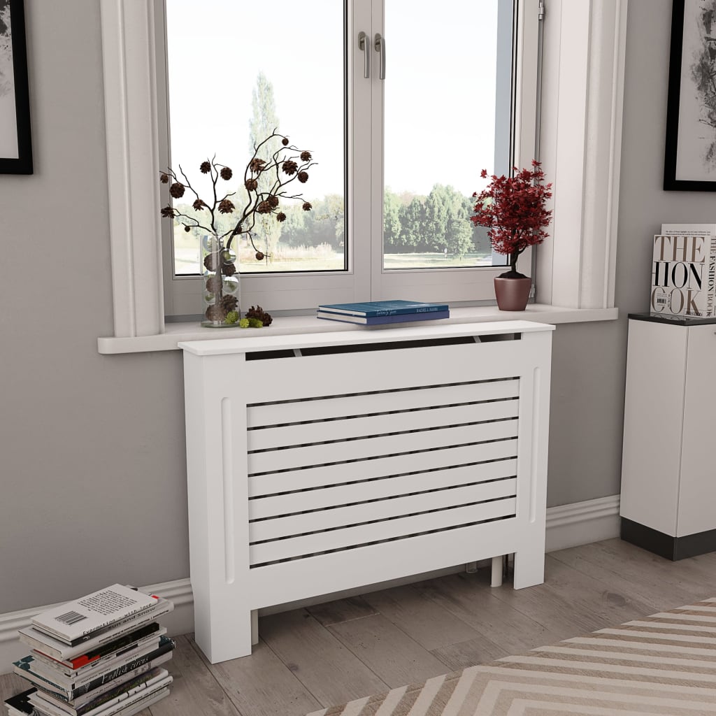 Radiatordeksler 2 stk hvit 112x19x81,5 cm MDF