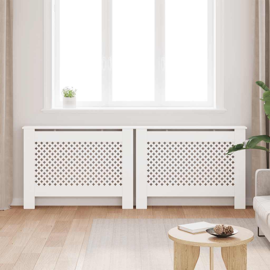 Radiatordeksler 2 stk hvit 112x19x81,5 cm MDF
