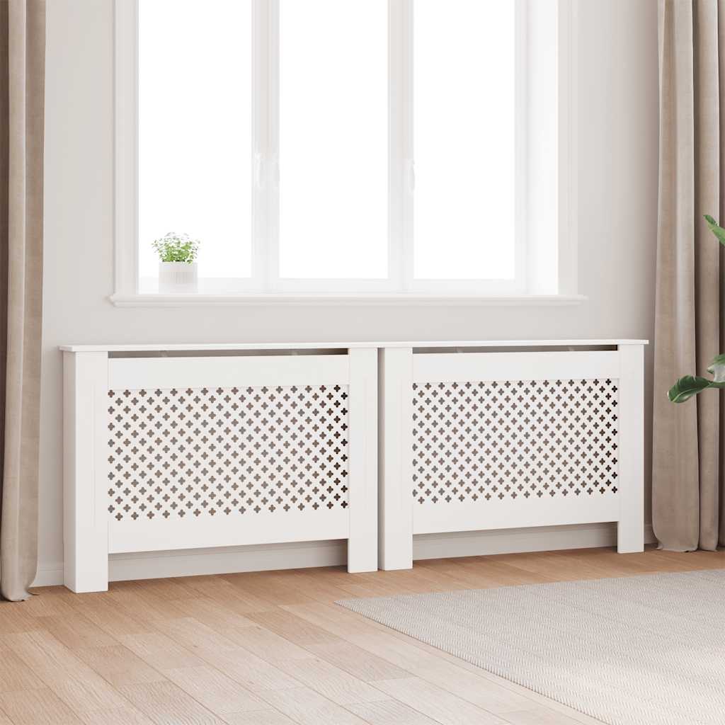 Radiatordeksler 2 stk hvit 112x19x81,5 cm MDF