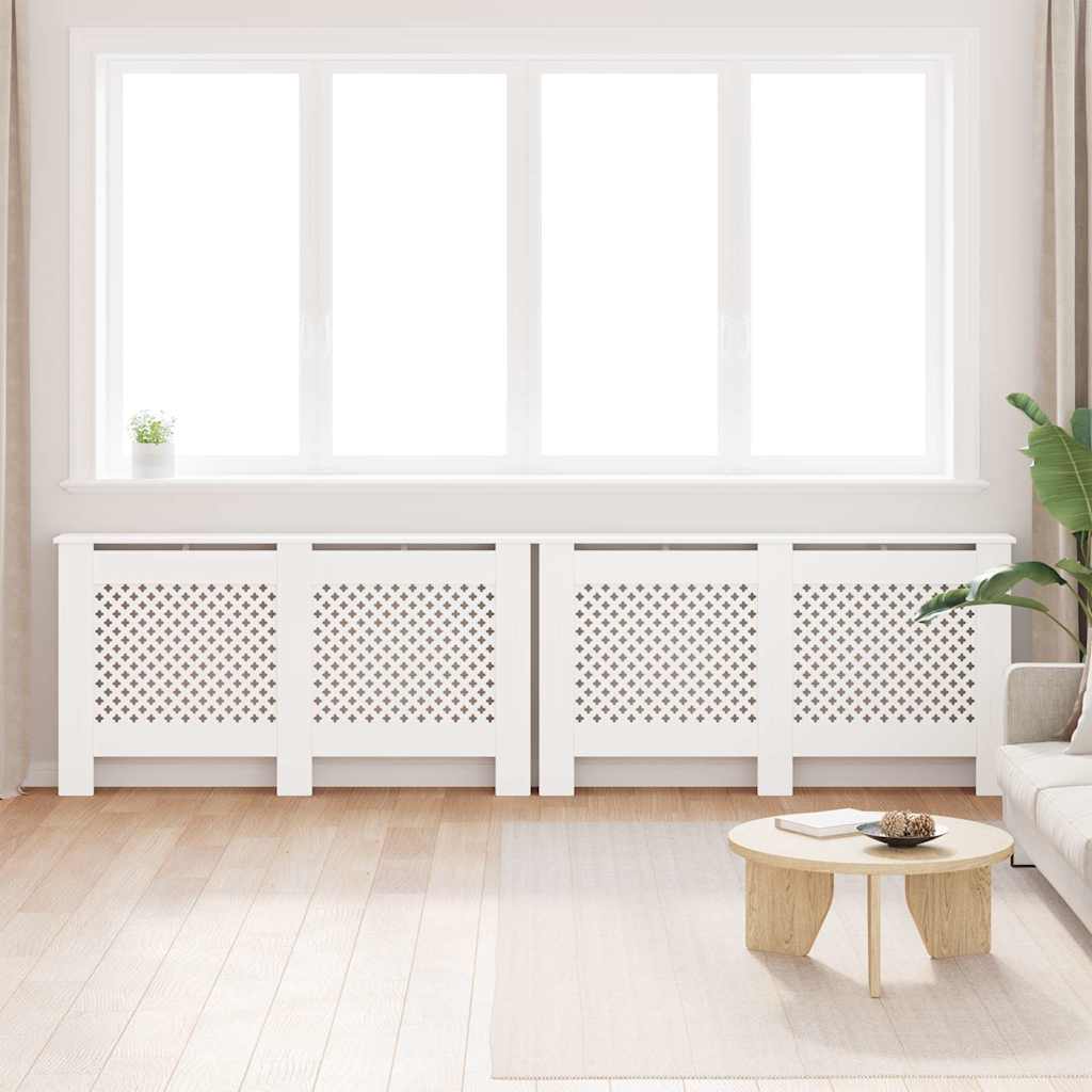 Radiatordeksler 2 stk hvit 152x19x81,5 cm MDF