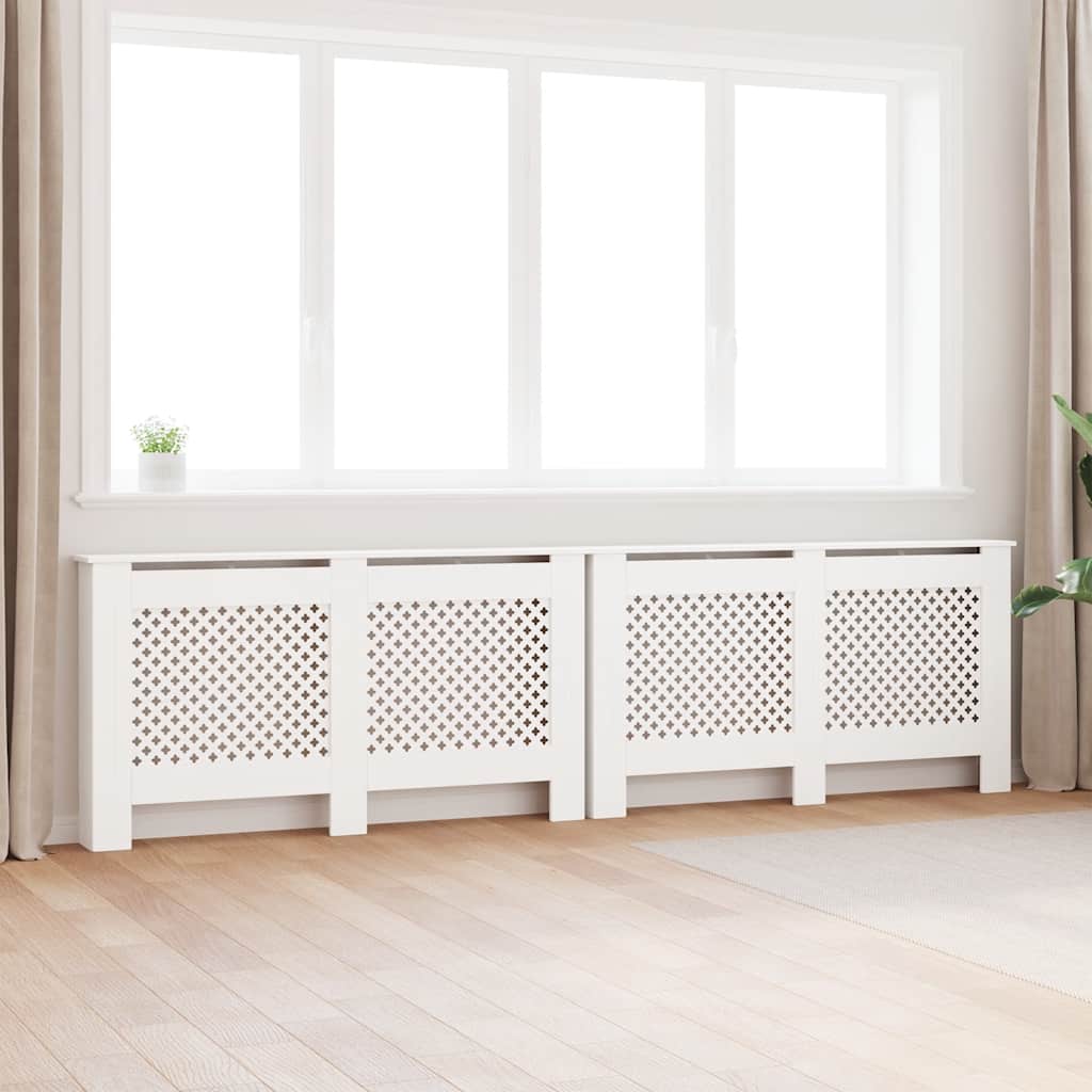 Radiatordeksler 2 stk hvit 152x19x81,5 cm MDF