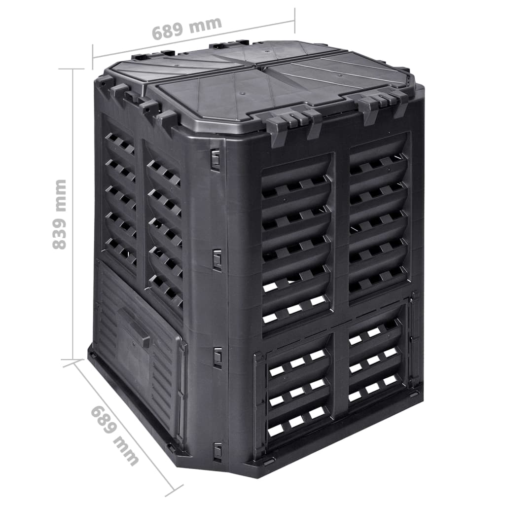 Kompostkasse til hage svart 68,9x68,9x83,9 cm 360 L