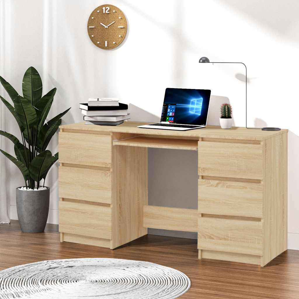 Skrivebord sonoma eik 140x50x77 cm konstruert tre