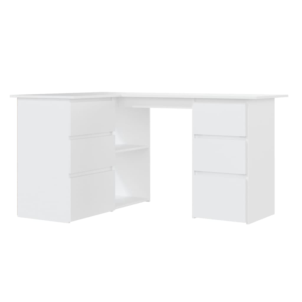 Skrivebord for hjørne hvit 145x100x76 cm konstruert tre