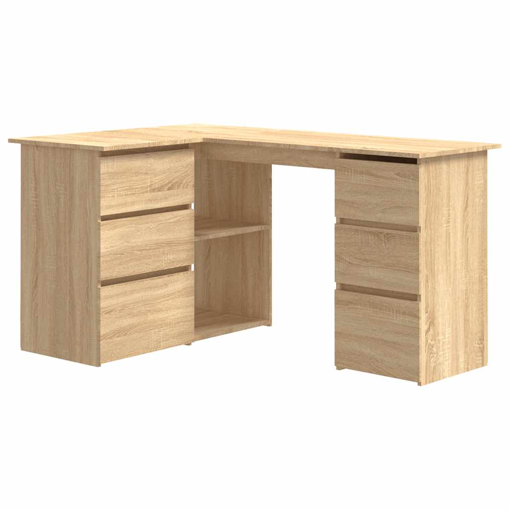 Skrivebord for hjørne sonoma eik 145x100x76 cm konstruert tre vidaXL