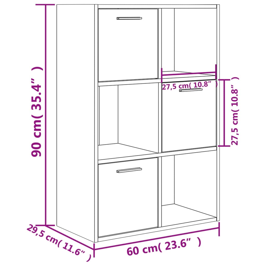 Oppbevaringsskap betonggrå 60x29,5x90 cm konstruert tre