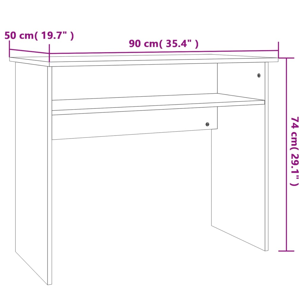 Skrivebord sonoma eik 90x50x74 cm konstruert tre