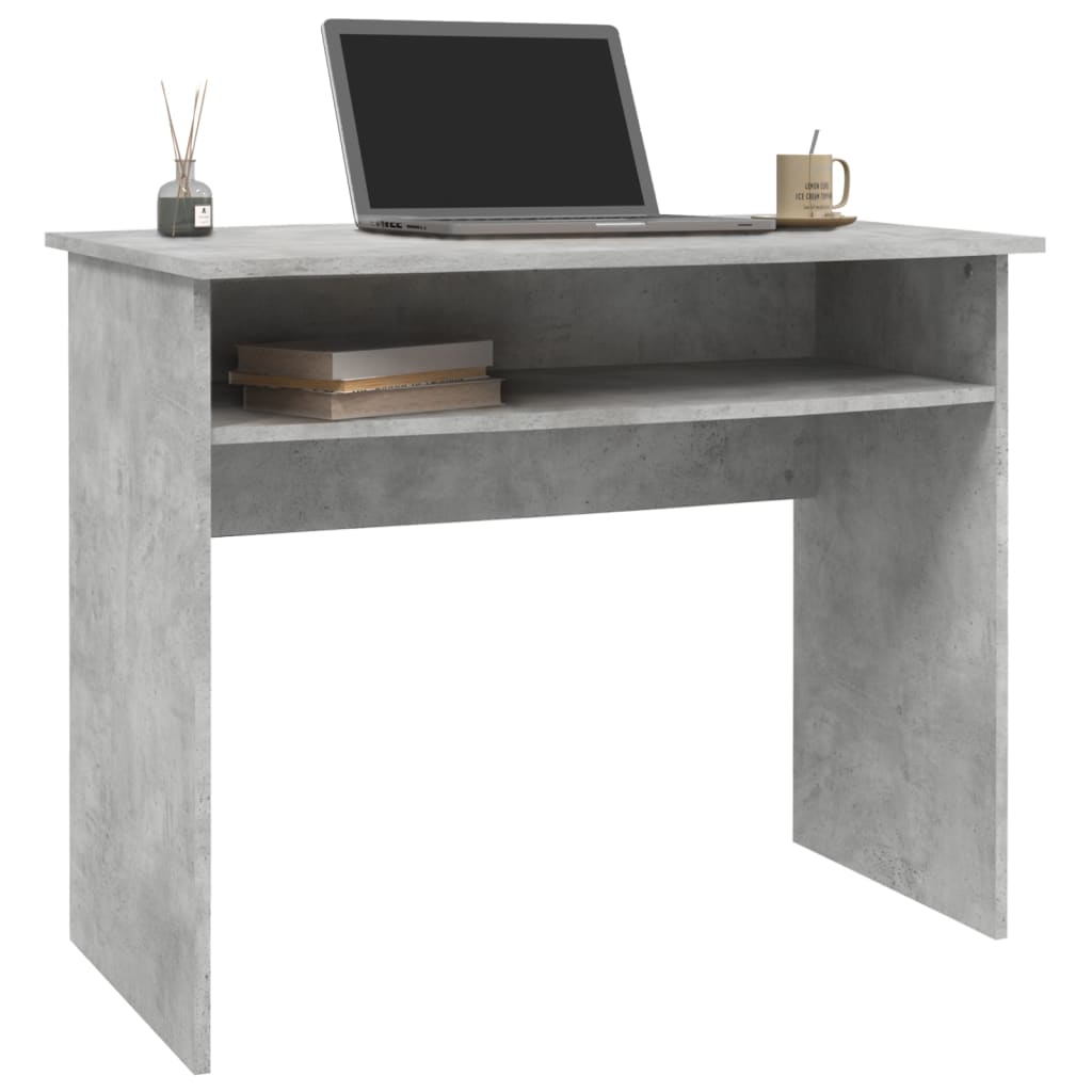 Skrivebord betonggrå 90x50x74 cm konstruert tre