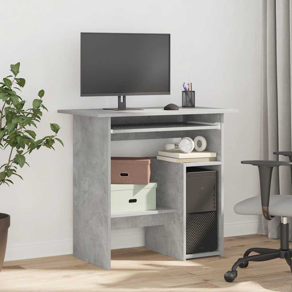 Skrivebord betonggrå 80x45x74 cm konstruert tre