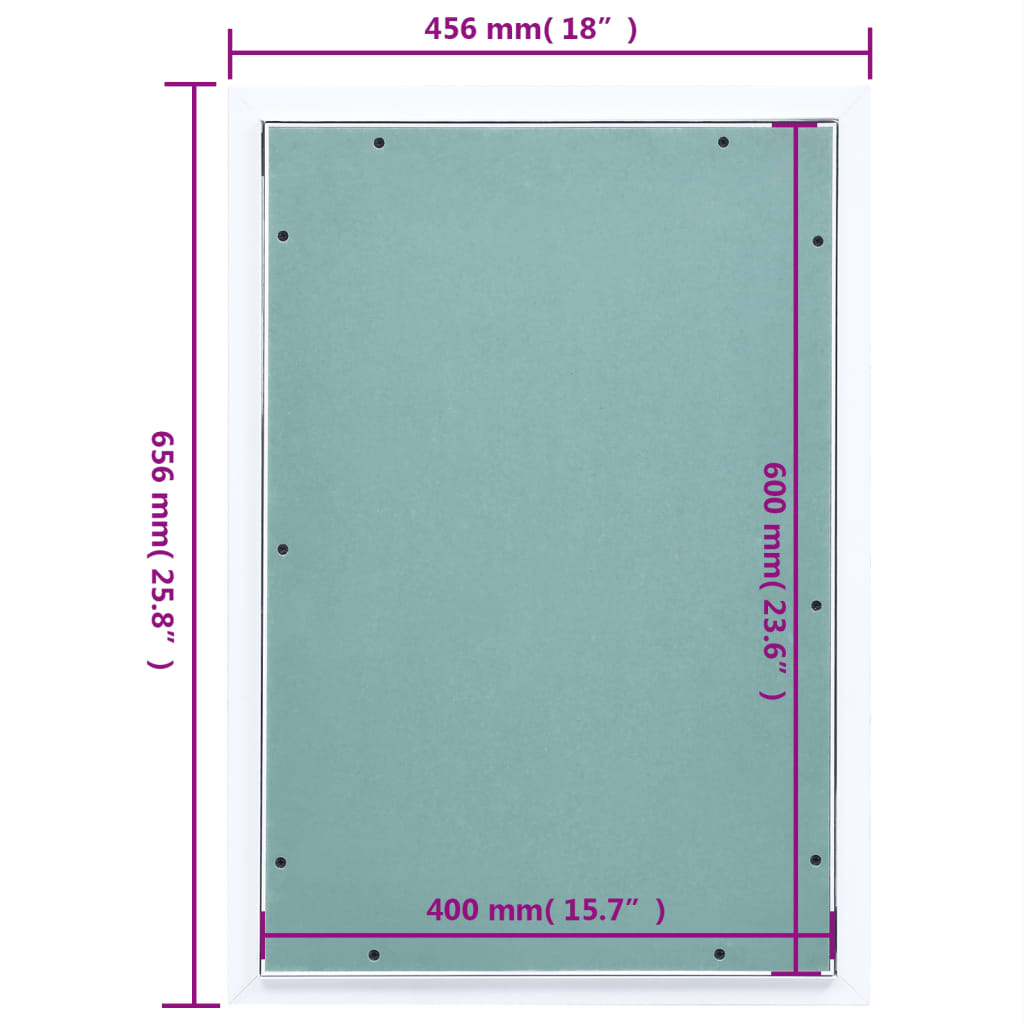 Inspeksjonsluke med aluminiumsramme og gipsplate 400x600 mm