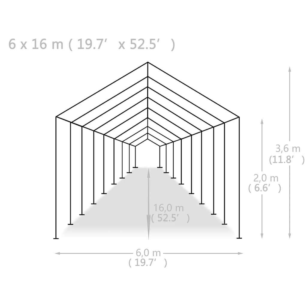 Festtelt PE 6x16 m hvit