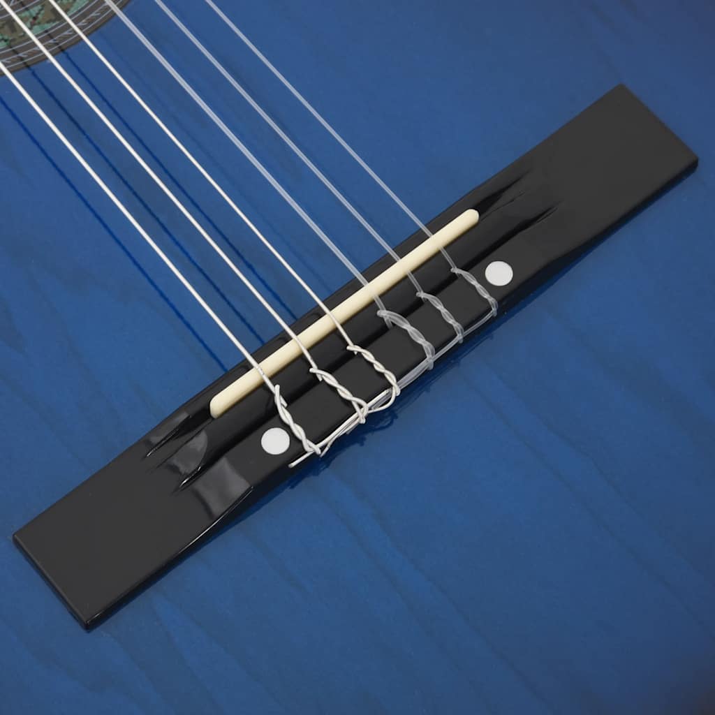 Klassisk gitar nybegynnersett 12 deler 4/4 39" blå