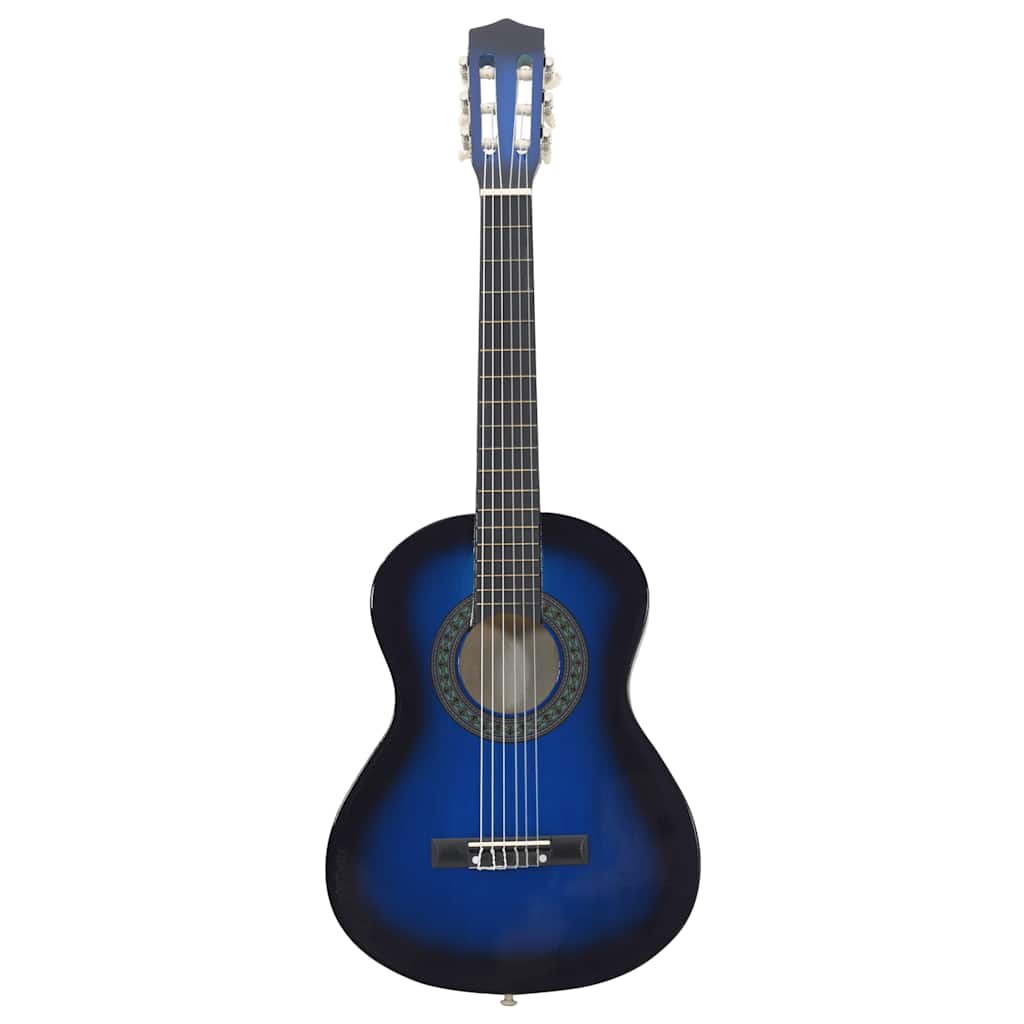 Klassisk gitar 8-delers sett for nybegynnere 1/2 34" blå