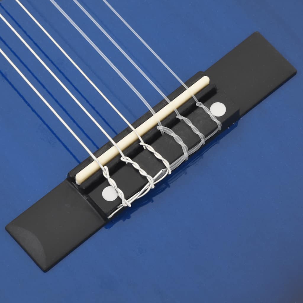 Klassisk gitar 8-delers sett for nybegynnere 1/2 34" blå