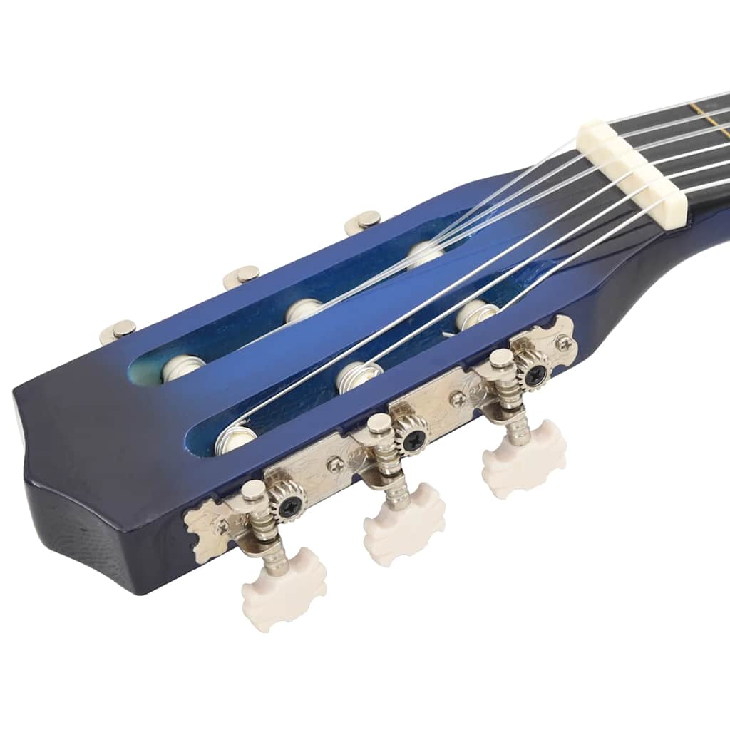 Klassisk gitar 8-delers sett for nybegynnere 1/2 34" blå