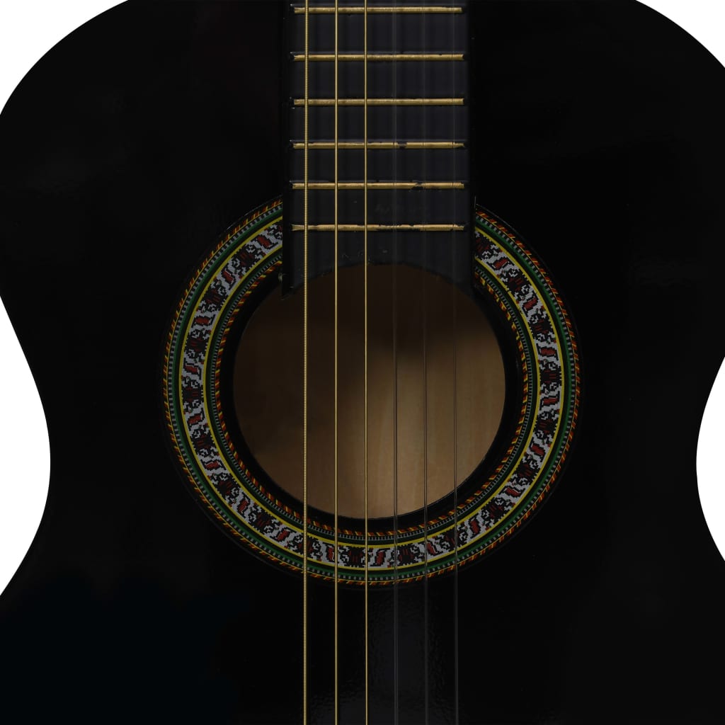 Klassisk gitar 8-delers sett for nybegynnere 1/2 34" svart