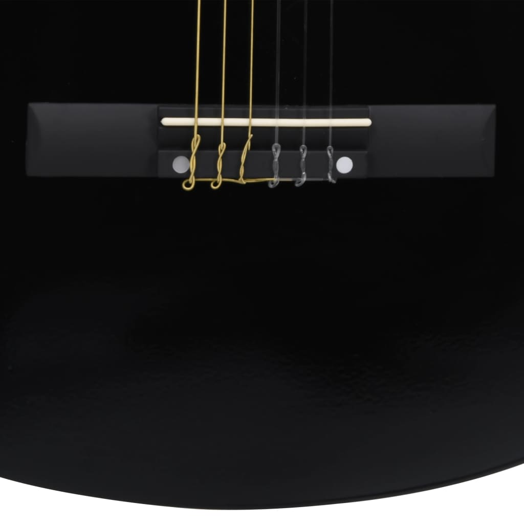 Klassisk gitar 8-delers sett for nybegynnere 1/2 34" svart