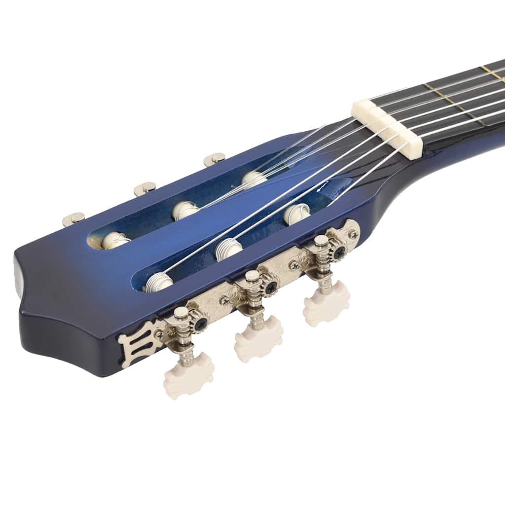 Western klassisk gitarsett 12 deler med 6 strenger blå 38"