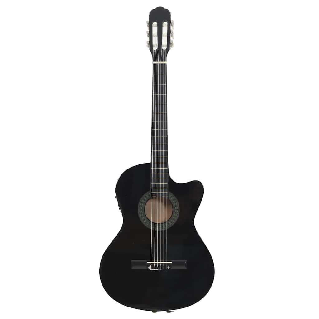 Western klassisk cutaway gitar med equalizer 6 strenger svart